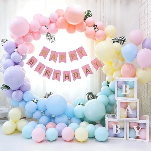OEMG Lot de 100 ballons en latex épais biodégradables pour décoration de fête d'anniversaire, fête prénatale, mariage, arche de ballons pastel...