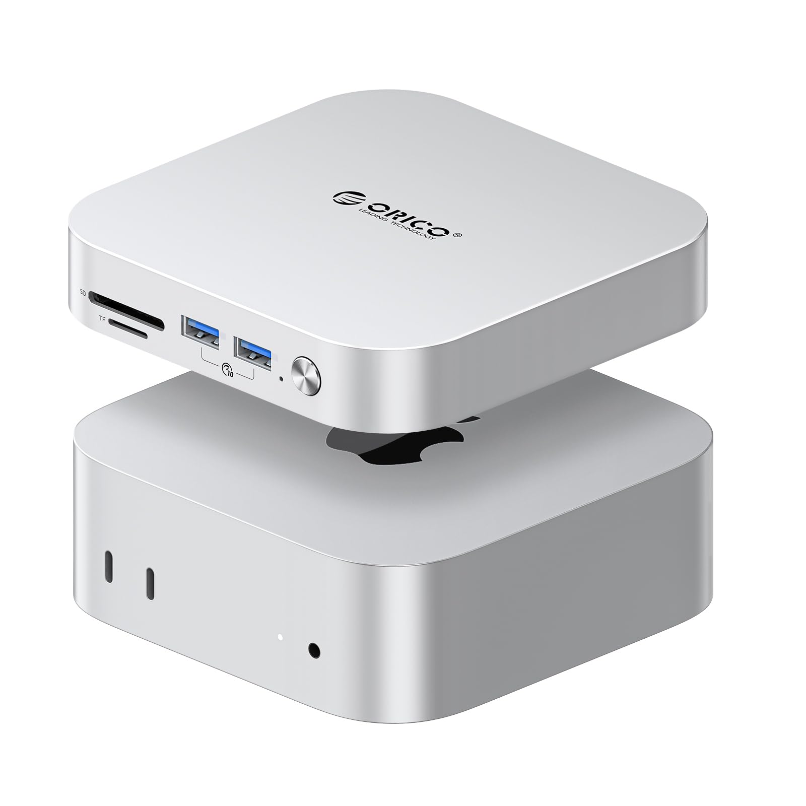 ORICO 40Gbps MiniLink Mac Mini M4 Dock & Stand con Dual NVMe SSD, estación de acoplamiento con puertos USB-A de 10 Gbps, lector de tarjetas SD/TF 4.0, concentrador USB-C compatible con Mac mini M4