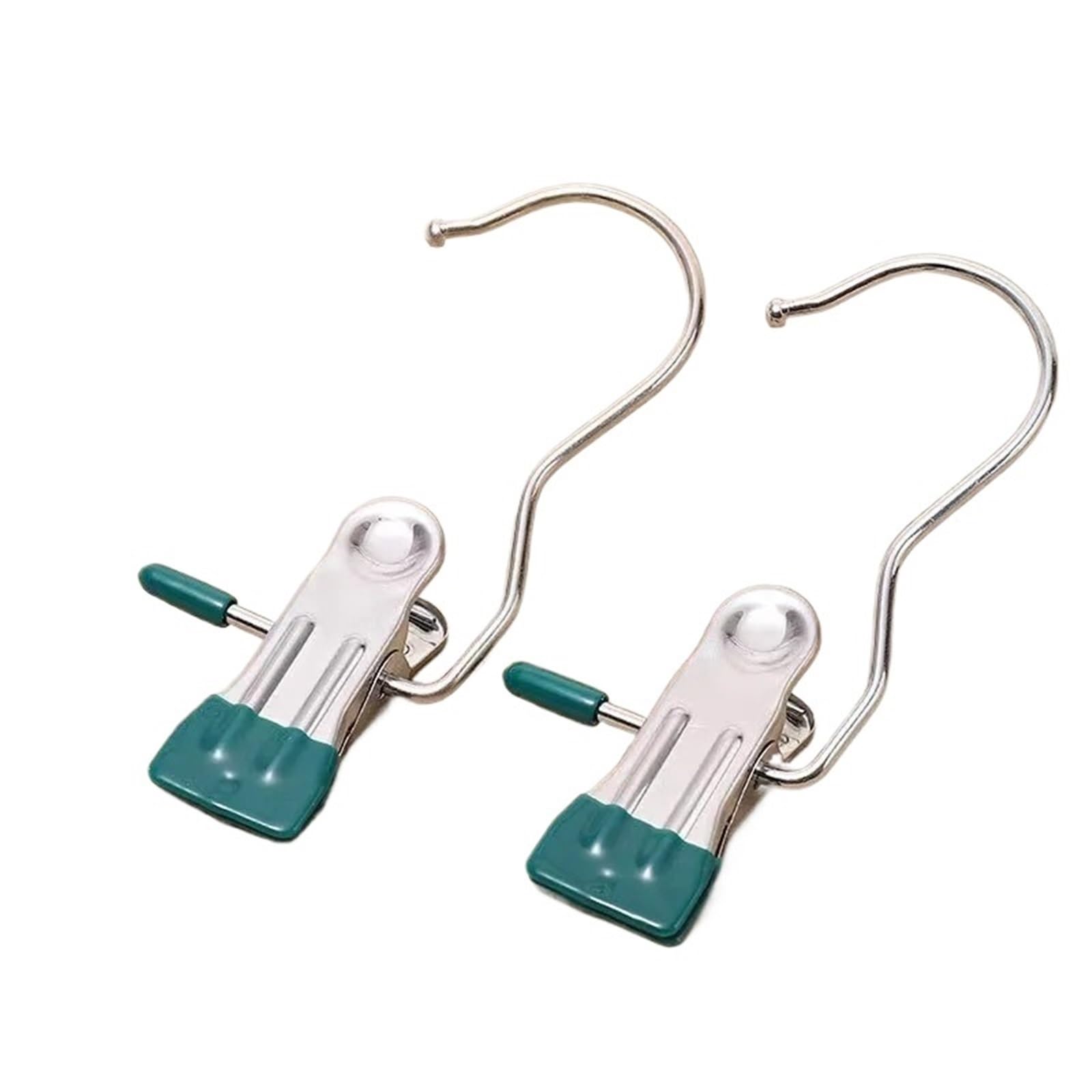 10pcs Stainless Steel Clothespin Clips Laundry Hanging Hooks Clip Multipurpose Boot Organizer Portable Home Storage Hangers For Home(Green)