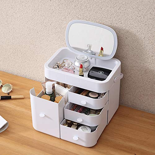 DELICATE Makeup Mirror Organizer with Light LED Portable Adjustable