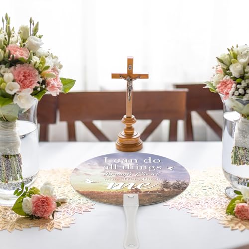 Image of 50 Pcs Church Fans Handheld Bulk Christian Inspiration Religious Gifts Bible Verse Scripture Gifts Hand Fans with Plastic Handle for Women Men Easter National Day of Prayer Holy Lent Decor(Sky)