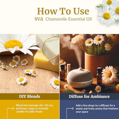 Image of SVA Chamomile Essential Oil 1 /3 Fl Oz - for Diffuser, Skin & Hair Care - Ideal for Massage & DIY Blends