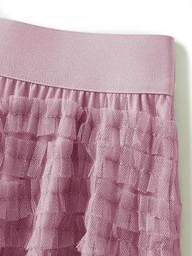 Women's Layered Tulle Skirts A Line Ruffle High Waisted Mesh Long Maxi Skirt4
