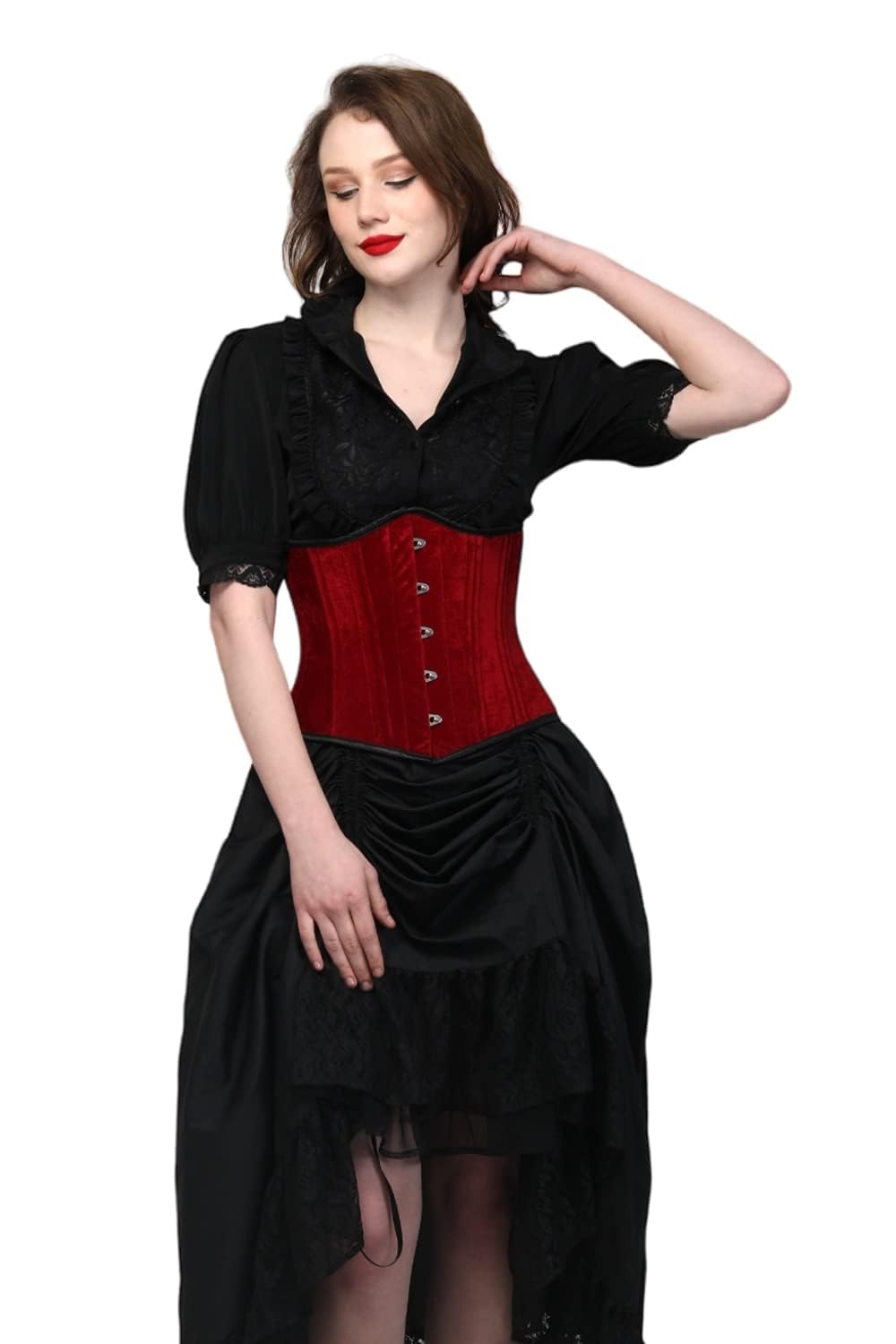 CORSET VOGUEMaroon Velvet Steel Boned Under Bust Corset For Women's