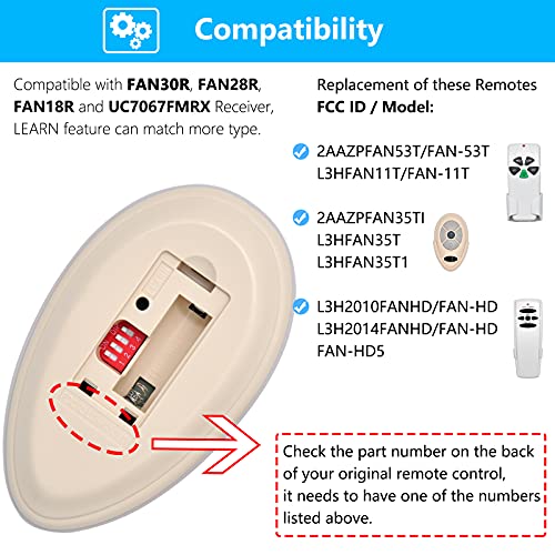 35T1 Ceiling Fan Remote Control Replacement For Harbor Breeze Allen Roth, 303.9Mhz, 3-Speed, Light Dimmer, Learn Key, Replace Fan-53T Fan-11T Fan-Hd L3Hfan35T Fan-35T L3Hfan35T1 Fan-35T1 (Remote Only) #TOP2