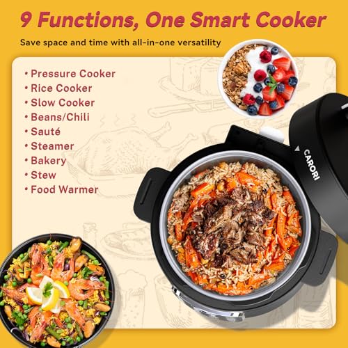 Image of Electric Pressure Cooker 6 Qt, 9 Functions Programmable Instant Pot with IMD Touchscreen, Rice Cook, Slow Cook, Steam, Saute, Warm, 16+ Safety Features, 1000W Black