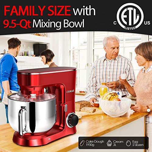 COOKLEE-Stand-Mixer-95-Qt-660W-10-Speed-Electric-Kitchen-Mixer-with-Dishwasher-Safe-Dough-Hooks-Flat-Beaters-Wire-Whip-Pouring-Shield-Attachments-for-Most-Home-Cooks-SM-1551-Ruby-Red