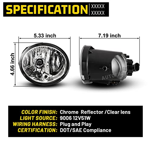 AUTOFREE Fog Lights Compatible for Toyota Tundra 2000-2006 Sequoia 2001-2007 with Bulbs 9006 12V 51W Driving Lamps Replacement included Wiring Kit & Switch-1 Pair (Clear Lens) by AUTOFREE - Image 8