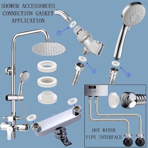 ZDBB 70 Pcs Plumbing Silicone Gasket Assortment Kit VMQ Silicone Washer Food Grade for Assorted Shower Head Garden Hose High Temperature Hot Plumbing Pipes Fittings Seal Repair