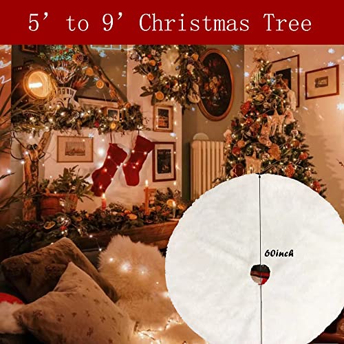 Christmas-Tree-Skirt-60-inches-Snow-White-Tree-Skirt-Decoration-for-Xmas-Faux-Rabbit-Fur Christmas Tree Skirt 60 inches Snow White Tree Skirt Decoration for Xmas Faux Rabbit Fur