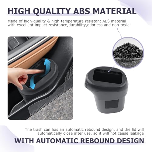 Image of LUWU Car Trash Can Compatible with 2022-2025 Toyota Crown - Interior Accessory with Lid, Portable Mini Dustbin, Leak-Proof Garbage Bin 2PCS