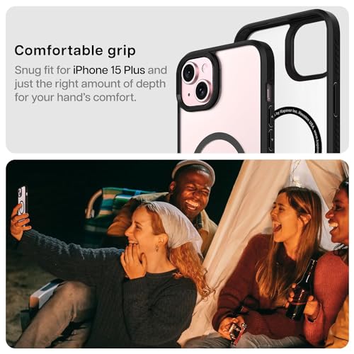 Image of KAPAVER Mag-X Back Cover Case Compatible with iPhone 15 Plus - (TPU+PC) (Black)
