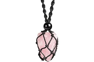 Anjiucc Natural Rose Quartz Crystal Gemstone Pendant Necklace Stone Holder