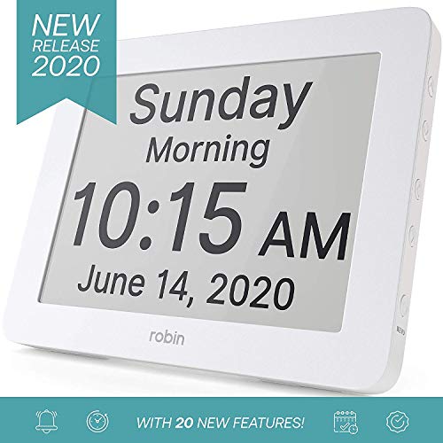 Robin, 2020 Version, Digital Day Clock 2.0 with Custom Alarms and Calendar Reminders