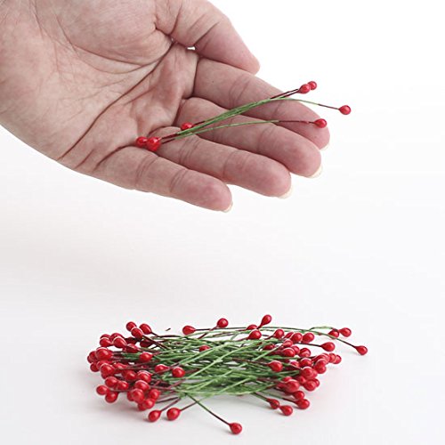 Factory Direct Craft Bulk Buy of 280 Double Artificial Red Holly Berry Stamens