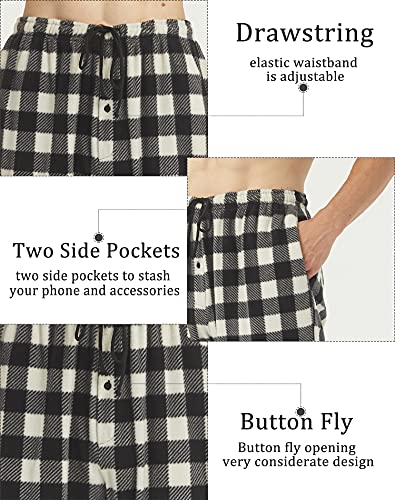 2-3 Pack Mens Pajama Pants Mens Fleece Plaid Lounge Pajama Bottoms Sleepwear Pjs with Pockets4