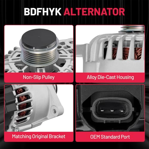 Image of BDFHYK Alternator 110Amp High Output for Kia Soul 2012-2016, for Kia Rio 2014-2017, for Hyundai Veloster 2015-2017 Replaces OE# 37300-2B760, 37300-2B760RU, 2616559 | For Kia Forte Koup 1.6L 2014-2016, Forte 5 1.6L 2015-2016 12V 110A 6-Groove Pulley Clockwise, OE 373002B760RU 2616559