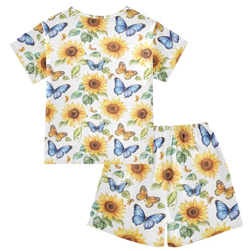 Butterfly Sunflower Pajama Set Pajamas Sleepwear Nightwear Loungewear Clothes Set B04039722