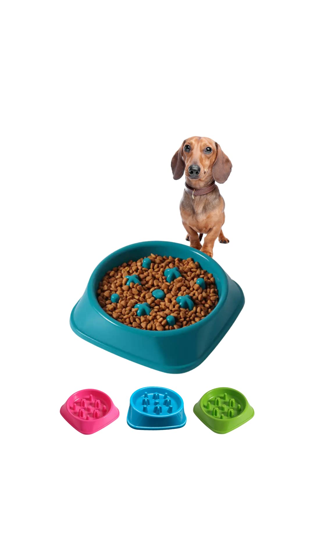 VALLEY VIEWS Slow Feeder for Dogs and Cats, for Small/Medium Pets Healthy Design No Choke Anti Bloat Food and Water (Blue)