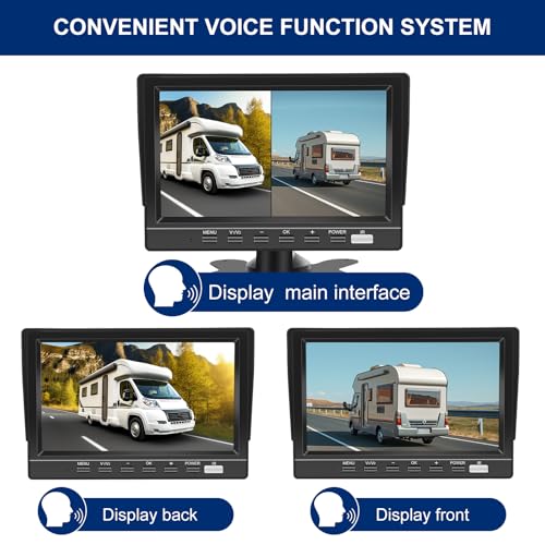 Image of Dual RV Backup Camera 7 Inch 4K Display Screen Loop Recording Voice Control System IP68 Infrared Night Rear View Camera Wired Kit RV Trucks Tractors Car Videorecorders （12-24V）
