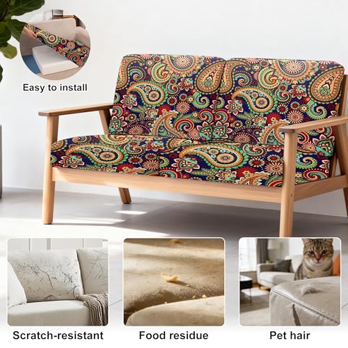 Image of BIETYONE 4Pcs Patio Stretch Cushion Covers,Outdoor Sofa Replacement Cover Slipcovers for Patio Furniture Cushion Covers, Washable Reusable Furniture Protector