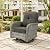 CAODOC Patio Furniture,All Weather Wicker 6 PCS Outdoor Sofa with High Back Swivel Rocker Chairs,Conversation Set with 42 inch Fire Pit,Light Rattan Black Cushion