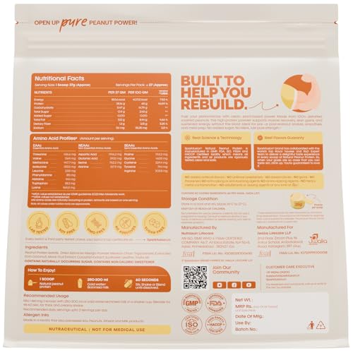 Image of SparkFusion Natural Peanut Protein Isolate - Flavor - 25g Protein, 5g BCAA, Zero Sugar, Gut-Friendly, Vegan, Lab-Tested, No Artificial Additives (500 g (Pack of 1), Alphonso Mango)