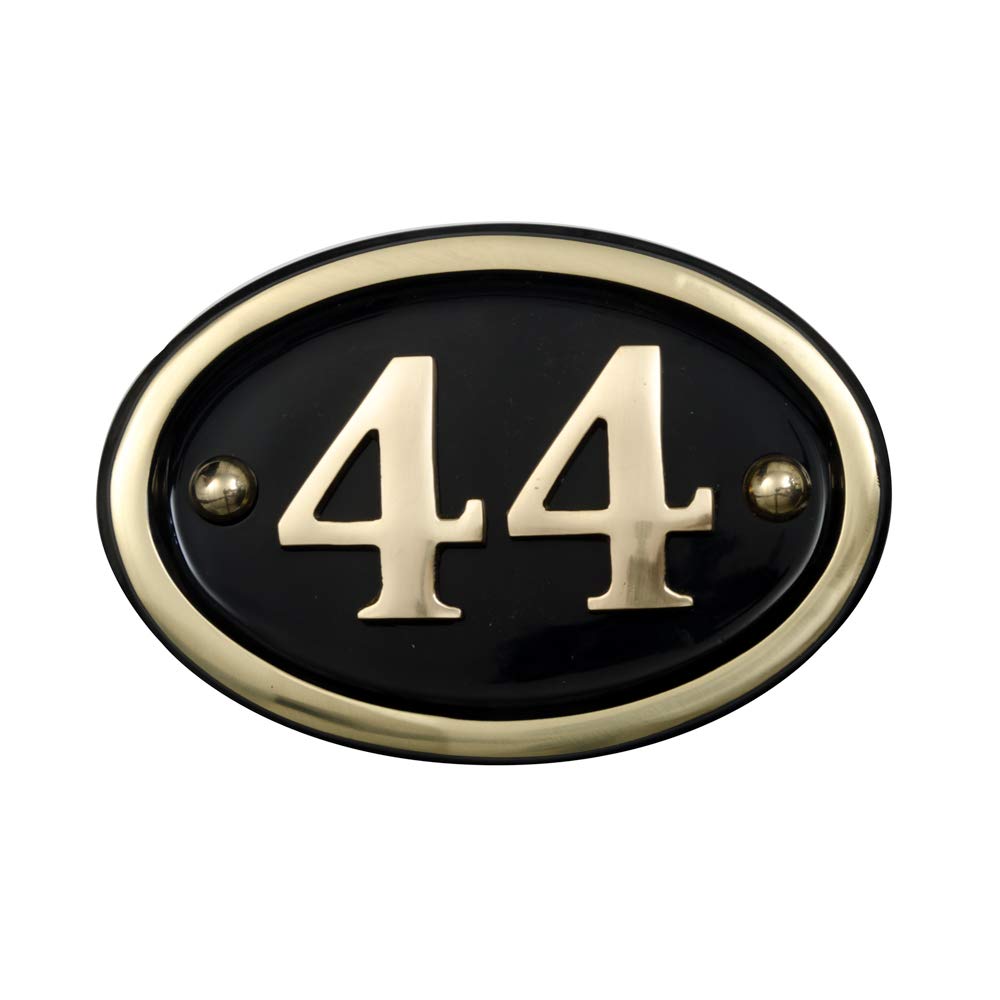 Signs & Numbers Brass Solid House Number Oval Design (No 44)