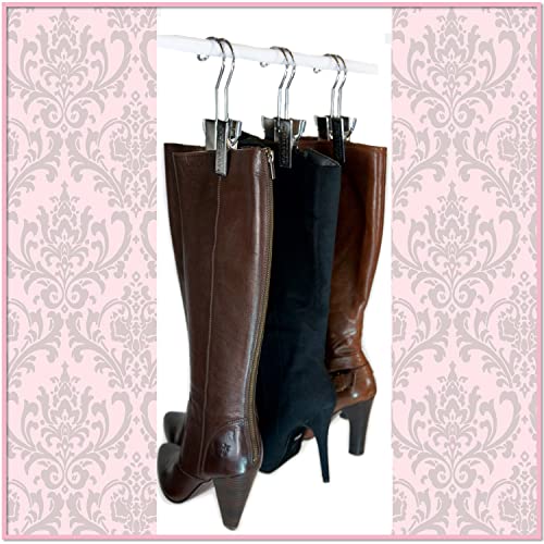 The Boot Hanger - Shoe Storage Space Saver (Set of 3); Boot Hanger, Boot Holder, Boot Clips (Silver)