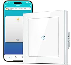 Alexa Wifi Light Switch, CURRYSMARTER Smart Light Switch for Alexa and Smartphone, Tempered Glass Touch Screen Switch, Timing Function, 55 System, 80 x 80 mm, (1F Light Switch)