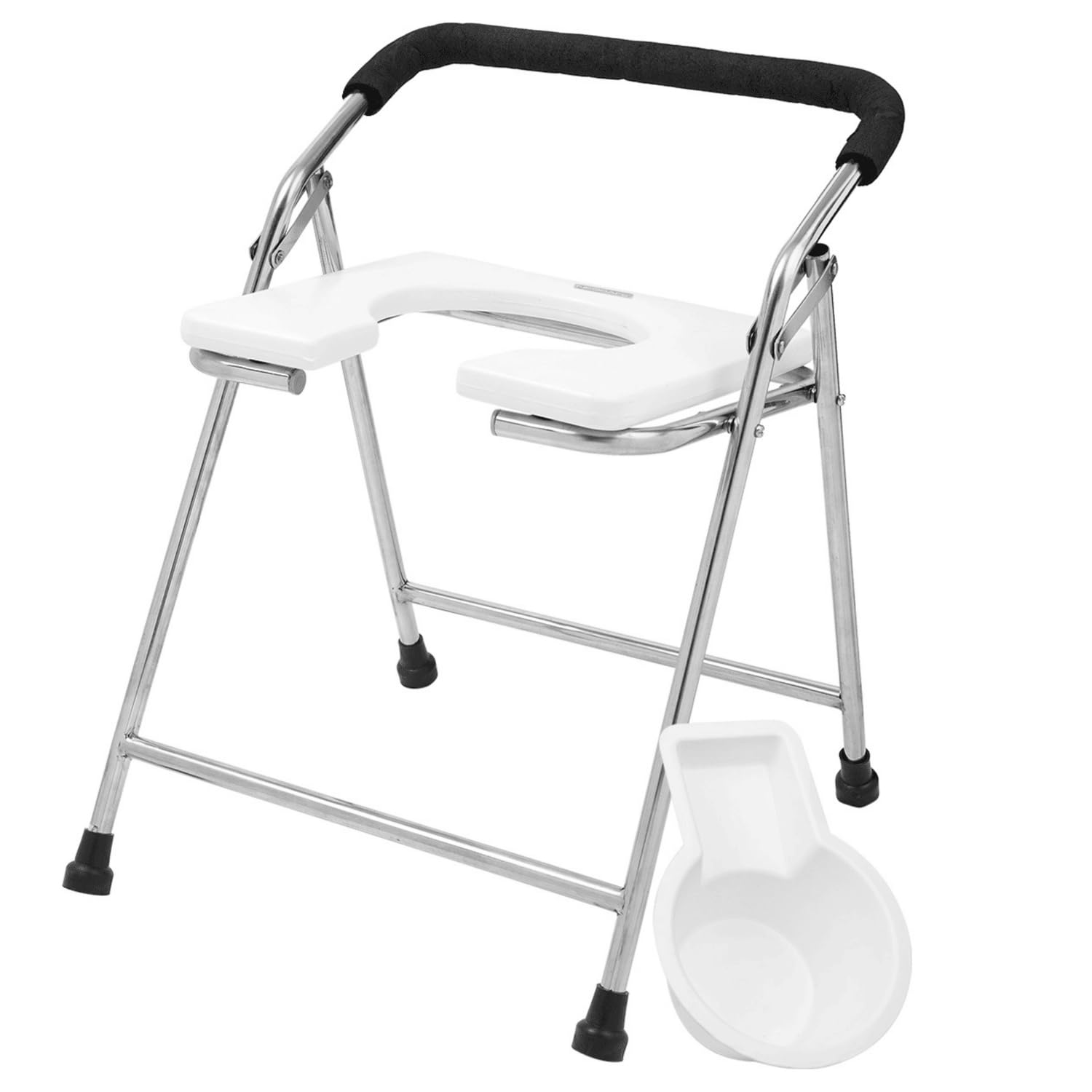 NEOSAFE Heavy Duty Folding Stainless Steel Shower Bathing Room Mobile Commode Mini Chair Indian Toilet Seat for Elderly Disabled Men and Pregant Women Support (White) (B0DHVQ45NX) Amazon Price History, Amazon Price Tracker