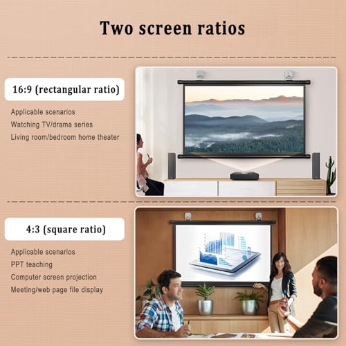 Pantalla proyector manual 72 pulgadas 16:9 negro miniatura 6