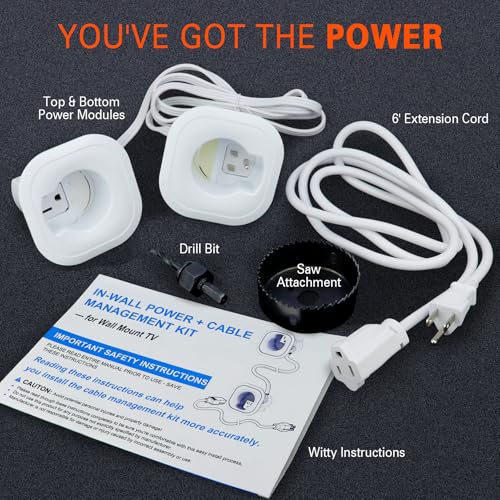 Julaiwy In-Wall Cable Management Kit, Tv Cord Hider For Wall Mounted Tv, Hide Tv Cords For Wall Mount Tv, Tv Outlet Wall Kit Includes Power & Low Voltage Cable Management With Hole Saw Drill Attachment thumb #6