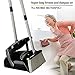 Broom and Dustpan Set with Lid, Stainless Steel Long Handle and Light Weight Lobby Broom Combo, Upright Dust Pan Ideal for Home, Kitchen, Room, Office Use by QJQBMAI
