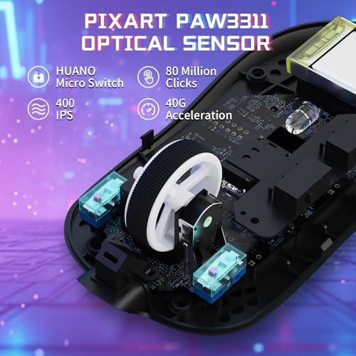 Image of ATTACK SHARK X8 SE Wireless Gaming Mouse,Adjustable 25K DPI PAW3311 Optical Sensor,Ergonomic 59g Lightweight,Triple Modes 2.4G /BT /USB-C,500mAH Battery,5 Programmable Buttons for PC /Mac-Red&Griptape