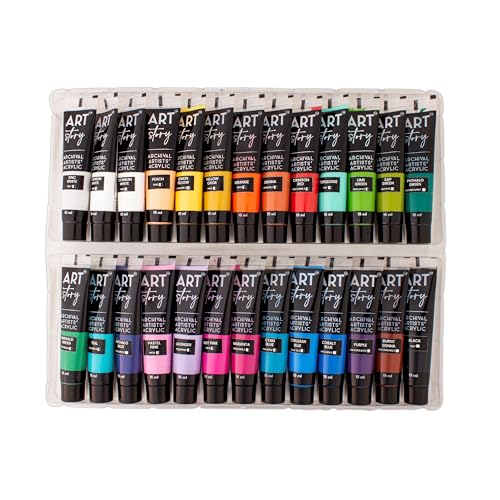 Image of Itsy Bitsy Multi Style Acrylic Paint Set 52 Colors x 15ml Each Box | Premium Artist Paints for Canvas Wood Fabric Glass | Non-Toxic Water-Based Colors for Beginners Students & Professionals