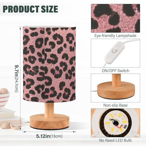 Lámpara de Mesa de Noche Rosa con Estampado Leopardo miniatura 3