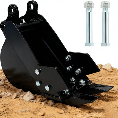 Image of 200mm Narrow Trench Bucket Fit for Mini Excavator Small Digger #Replace for Typhon Mini Excavator and Other 3 tons and Below Excavator Machine, Glossy Black