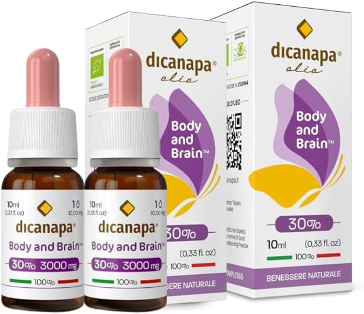 dicanapa® Olio di canapa 30% Biologico Certificato – 2 x 10 ml 6000 mg – Made in Italy – Spremitura a Freddo – Filiera Italiana Tracciabile con QR Code - Vegan