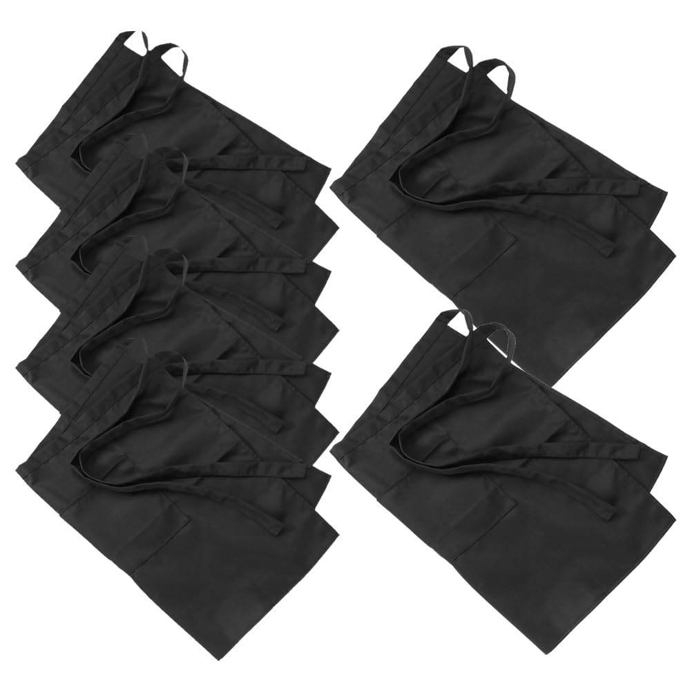 6 Stück-pack Schwarze Halbschürzen mit Taschen für Kochen und Grillen