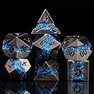 Maywin Metal DND Dice Set, 7PCS Polyhedral Metal Dice with Galaxy Glitter Inlay, Heavy RPG Dice Set for Dungeons and Dragons, Pathfinder Tabletop Games