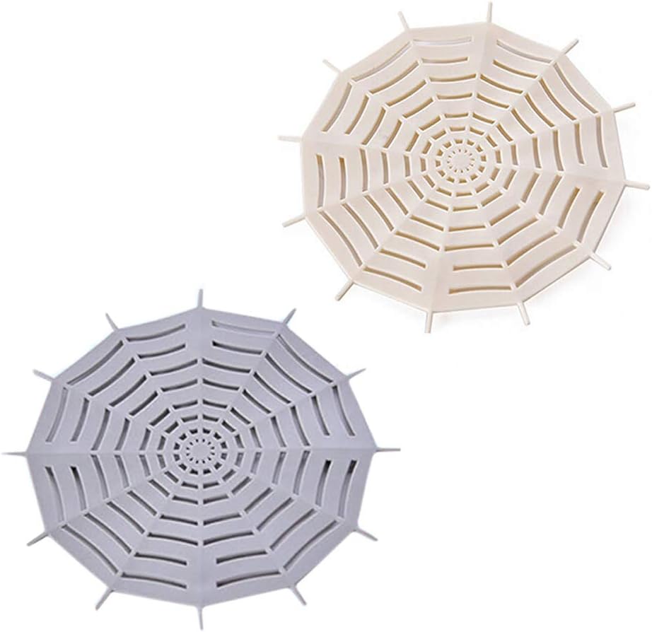 Floor Drain Strainer 5pcs Kitchen Sink Spider Web Shaped Sink Sewer Basket Strainer Filters Floor Drain Plug Hair Catcher Cover Net for Kitchen Bathroom (Grey)