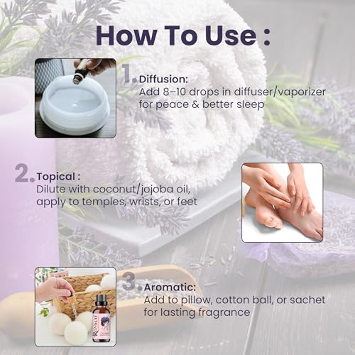 Image of Romyco Lavender Essential Oil 30ml for Relaxation & Sleep Support | Hair Care, Skin Care | Therapeutic Grade oil for Stress Relief | Aromatherapy & Diffuser Oil | Pure Natural Organic & Undiluted