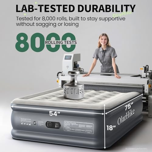 Image of OlarHike Air Mattress Full with Built in Pump, 18 inch H Inflatable Bed, 600lb