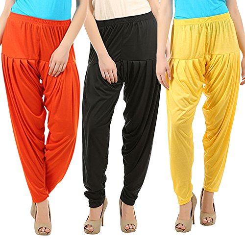 Image of Buy That Trendz Patiala Pants for Women 3 Combo Womens Viscose Relaxed Pants Pack of 3