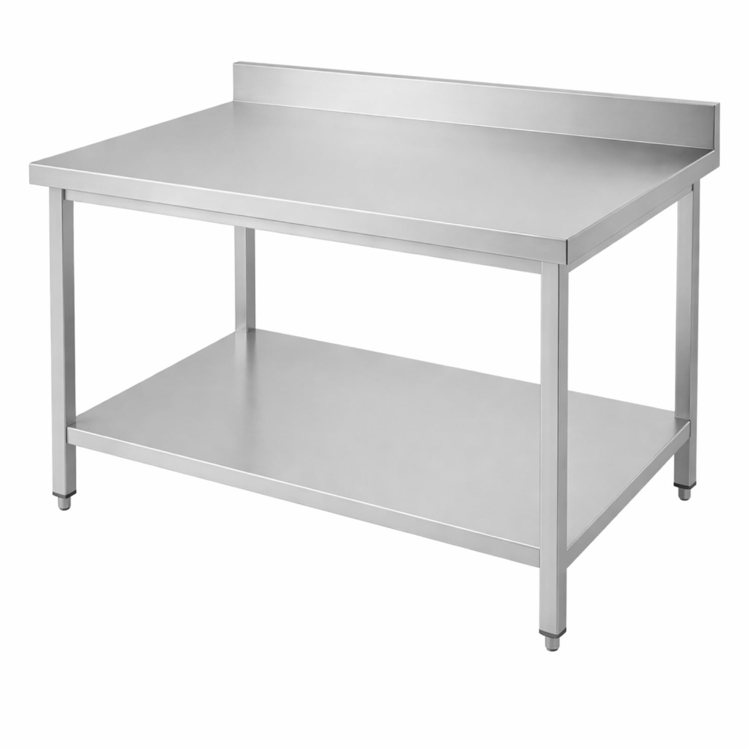Générique Table INOX Professionnelle Adossée 700 × 700 mm | Dosseret 100 mm, Étagère Basse, Usage Intensif