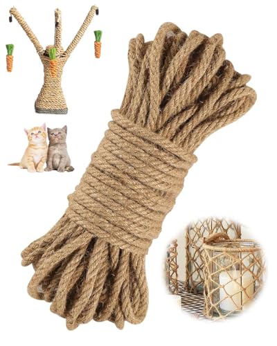 FUGLUS Corda di Canapa,Corda in Juta Naturale Spessa 8 mm per Decorazioni e Fai da Te, Corda di Canapa Resistente, Spago di Iuta Naturale per Artigianato, Arredamento, Gatto, Giardinaggio (6mm x 10M)
