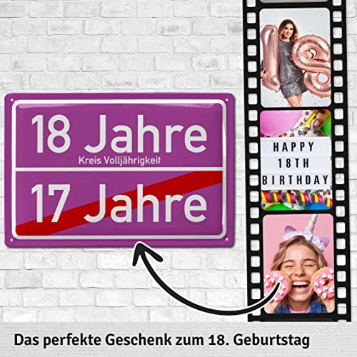 Vanva 18. Geburtstag Deko Schild - Partydeko Im Ortsschild Design Rosa - Für Mädchen & Jungen