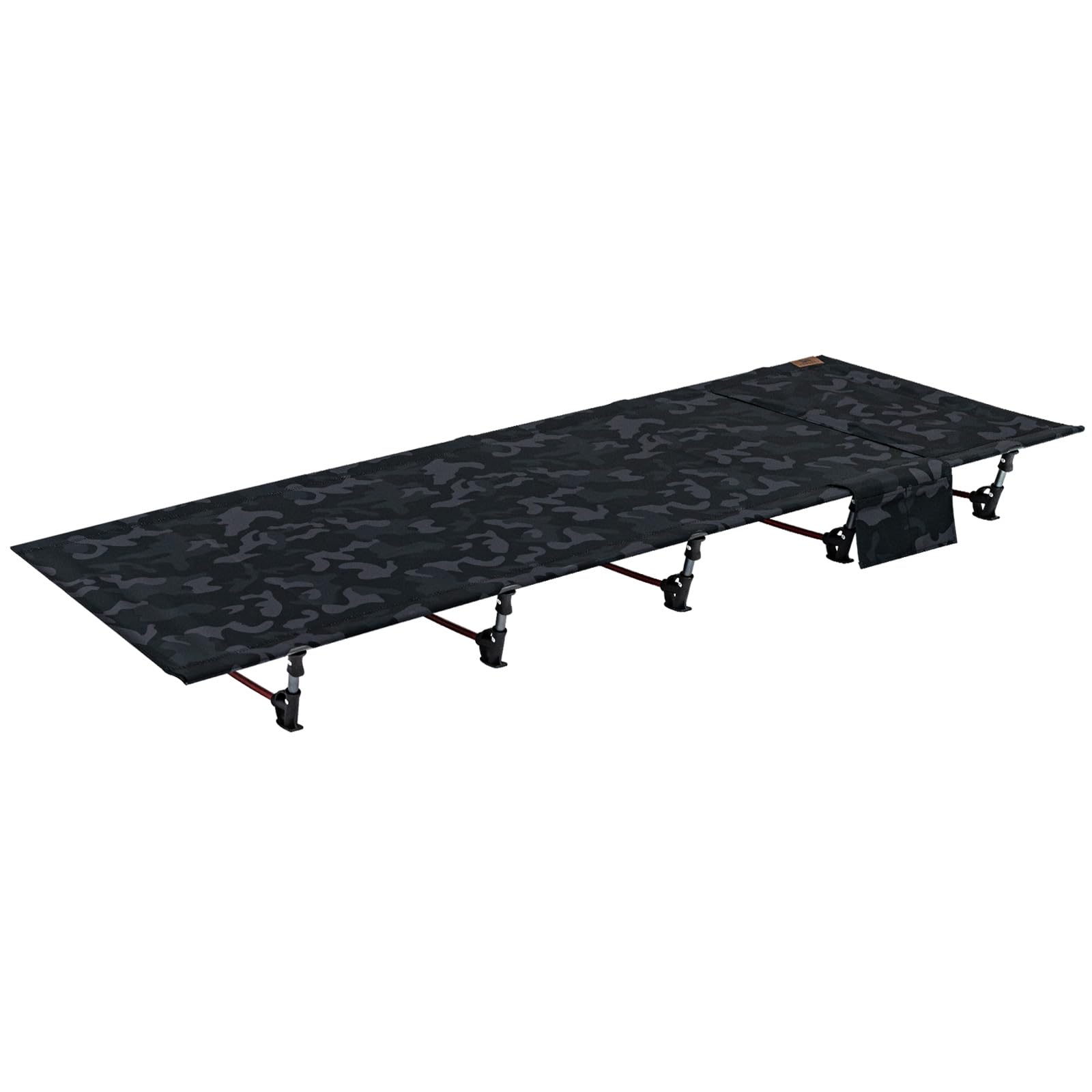TOMOUNT Lit de camp ultra léger 190 x 70 cm en aluminium - Chaise de camping compacte facile à construire - Lit de camping résistant pour tente, randonnée en plein air, voyage, plage - Noir camouflage