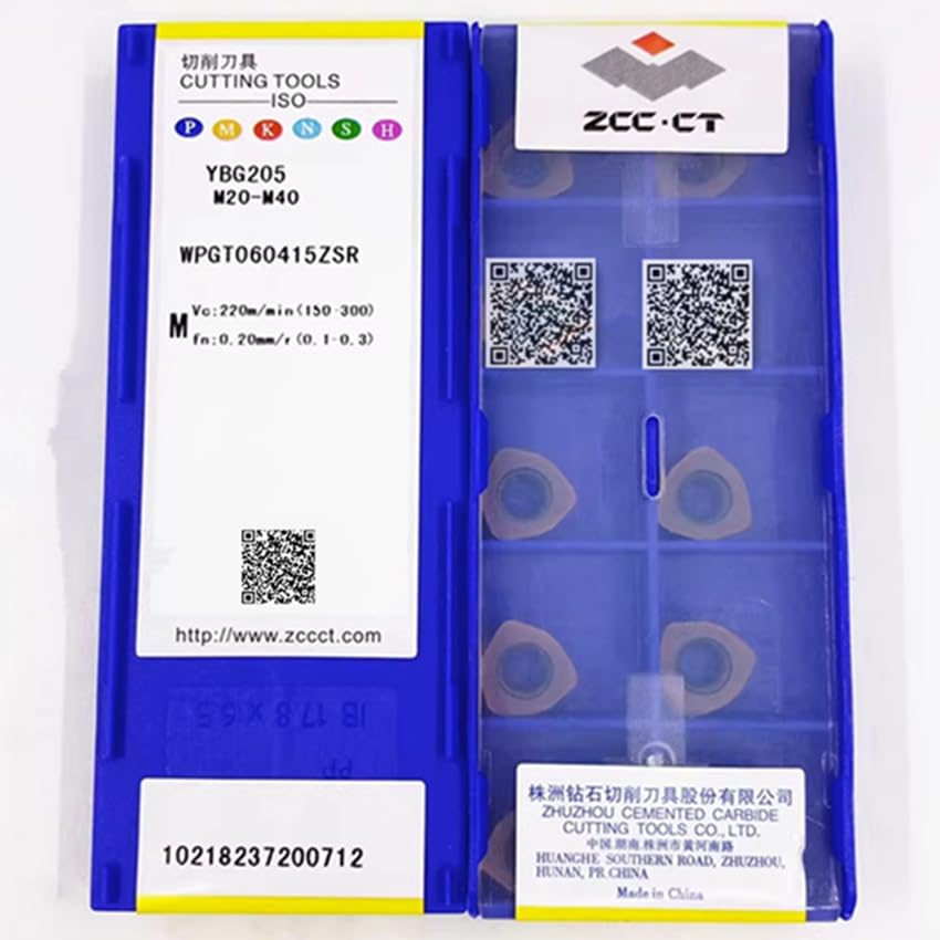 Tool Part for WPGT060415ZSR YBG205/WPGT080615ZSR YBG205/WPGT090725ZSR YBG205/WPGT080615ZSR YB9320 WPGT CNC Inserts 10pcs/Box - (Angle: WPGT060415ZSR YBG205 / Shank Diameter: 50pcs (5 Box))